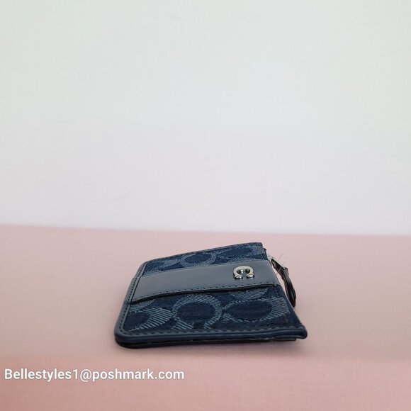 COACH Mini Skinny ID Card Case in Denim Signature- Deep Blue multi color⭐ - Picture 13 of 16